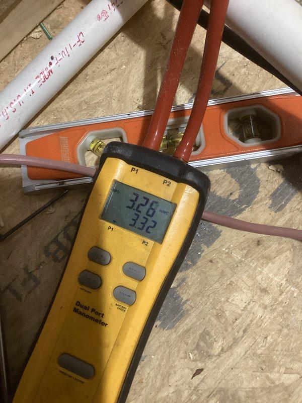 Completed annual maintenance service on HVAC system installed in July 2025. Replaced 16x25x5 filter and conducted diagnostic testing using dual port manometer, which showed static pressure readings of 328/332. Investigated customer-reported noise from air return near master bedroom, discovering issue with circuit board connections that required tightening. All systems now operating within normal parameters.