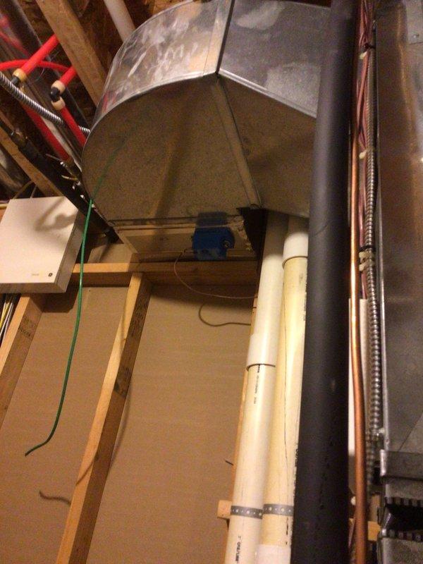 Completed annual Gold Level maintenance on 13-year-old HVAC system. Inspected ductwork connections, control devices, and associated plumbing components in utility space. Verified proper installation of sensors and monitoring equipment on both cylindrical and rectangular ducts, with all connections secure and functioning normally.