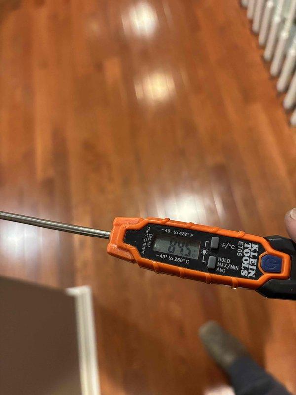 Diagnosed failed blower motor in Goodman system. Performed electrical testing and temperature measurements to confirm diagnosis. Ordered replacement part through Goodman (PO #394651616) which is currently backordered from factory with estimated 5-week lead time. Customer Rachel Carlton has been advised of timeline and will be contacted when part arrives for installation.