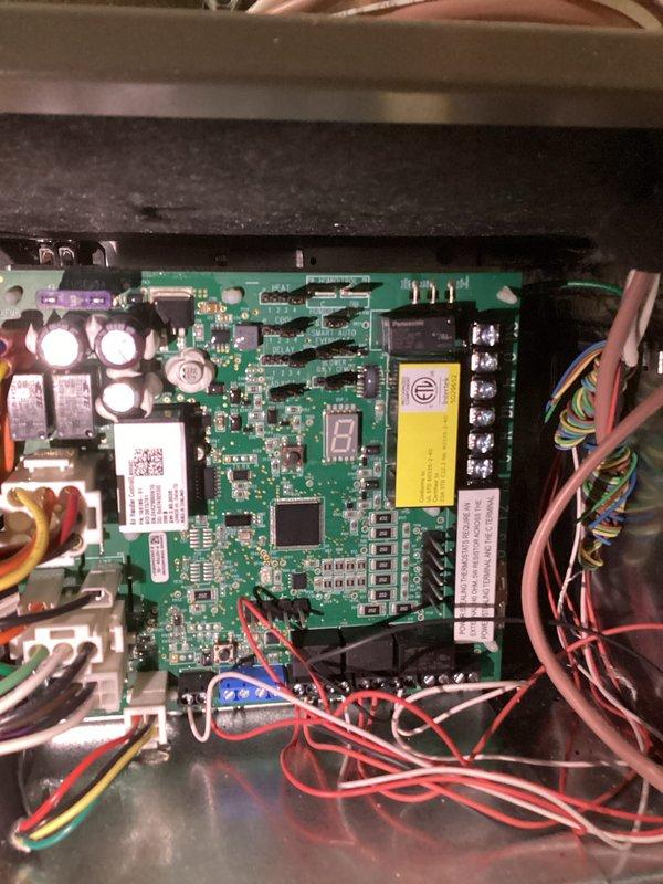 Performed quarterly maintenance service and replaced 20x20x5 filter. Inspected thermostat functionality and verified proper operation. Examined control board and wiring connections, confirming all components are in good working condition with no visible issues. System is operating within normal parameters.