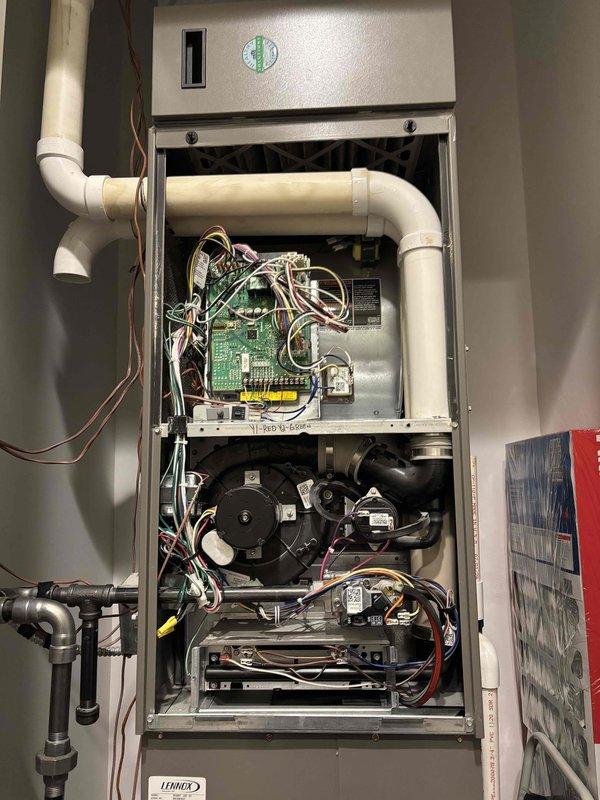 Completed second annual maintenance visit on 1-year-old system. Replaced pure air and 16x25x5 filters. Performed comprehensive diagnostic check including airflow measurements at registers and inspection of furnace electrical components/blower motor. System functioning properly; customer advised on annual maintenance renewal.