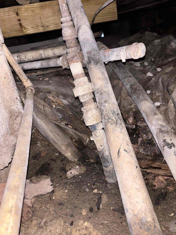 Completed inspection of residential water line system requiring replacement. Examination of crawlspace revealed aged, deteriorated supply pipes with significant dust accumulation and multiple compromised joints. Provided estimate for complete replacement of existing water lines to prevent potential leaks and ensure proper water pressure throughout the home.