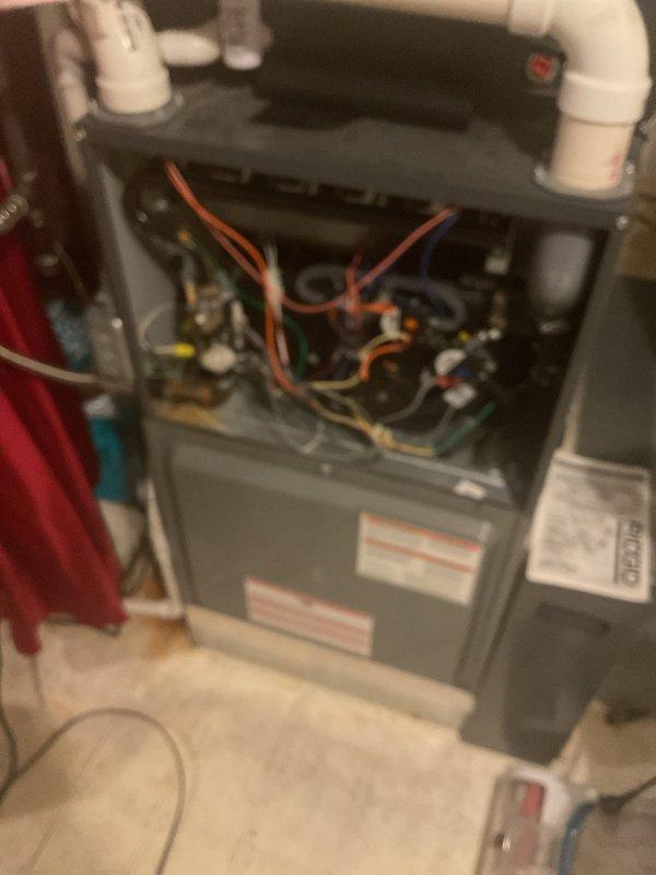 Responded to no-heat call on 4-year-old system that was only blowing cold air with home temperature in mid-50s. Performed diagnostic testing on furnace with temperature probe, inspecting internal components including control board, wiring connections, and safety switches. Identified and resolved issue, restoring proper heating function to the system.