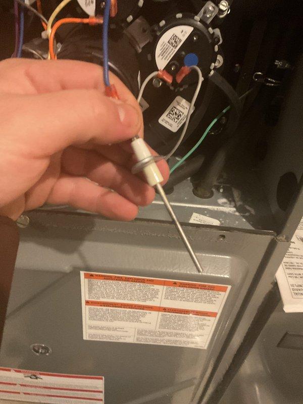 Responded to no-heat call on 4-year-old system that was only blowing cold air with home temperature in mid-50s. Performed diagnostic testing on furnace with temperature probe, inspecting internal components including control board, wiring connections, and safety switches. Identified and resolved issue, restoring proper heating function to the system.