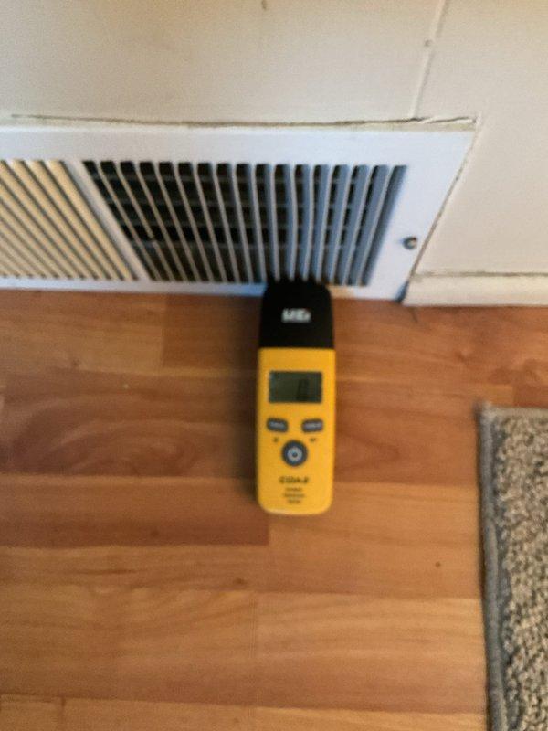 Responded to emergency call for carbon monoxide alarm activation in residence with 4-year-old HVAC system. Conducted comprehensive gas leak detection using UEI digital analyzer, which recorded elevated CO readings of 62 PPM. Testing at supply registers confirmed gas distribution through the duct system. Located and repaired leak source, restored system to safe operating parameters, and verified normal CO levels before completing service.