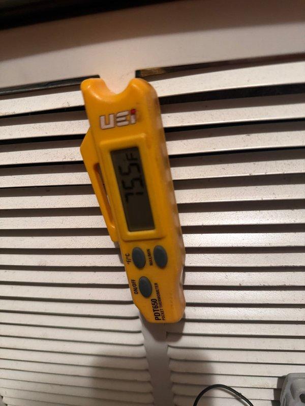 Conducted annual maintenance on residential heating system installed in 2025. Checked thermostat operation (Honeywell Home) which was set to 71°F in heat mode with system actively running at time of service. Temperature readings with UEi PDTCO pocket thermometer confirmed proper system operation at 55°F. Inspected and noted filter size as 16x25x5.