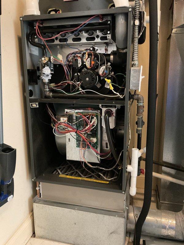 Performed monthly maintenance on a Platinum Level HVAC system, including replacement of 20x25x5 filters as per the scheduled 4-year/monthly maintenance plan. Inspected the GeneralAire humidifier for proper operation and connection integrity, and examined the furnace internal components including electrical connections, circuit boards, and fan assembly to ensure optimal system performance.