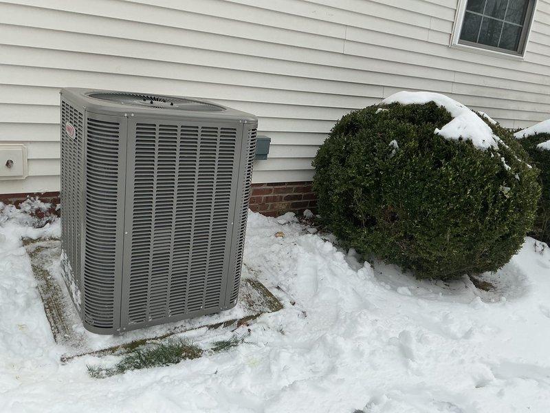 Completed annual planned maintenance on HVAC system (installed 11/6/25) during first visit. Inspected outdoor unit which showed normal operation despite snow conditions, and verified system level using Kobalt torpedo level. Replaced 20x25x5 filters and confirmed proper electrical connections. System is functioning correctly with no renewal required at this time.