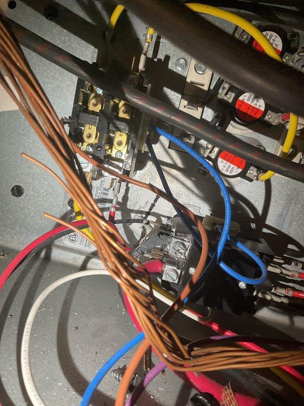 Responded to no-heat call for 5-year-old system with no airflow and unresponsive thermostat. Upon inspection, identified faulty electrical connection in the control panel causing system failure. Repaired wiring connections and verified heating elements were intact and operational. System now functioning properly with normal airflow and temperature control.