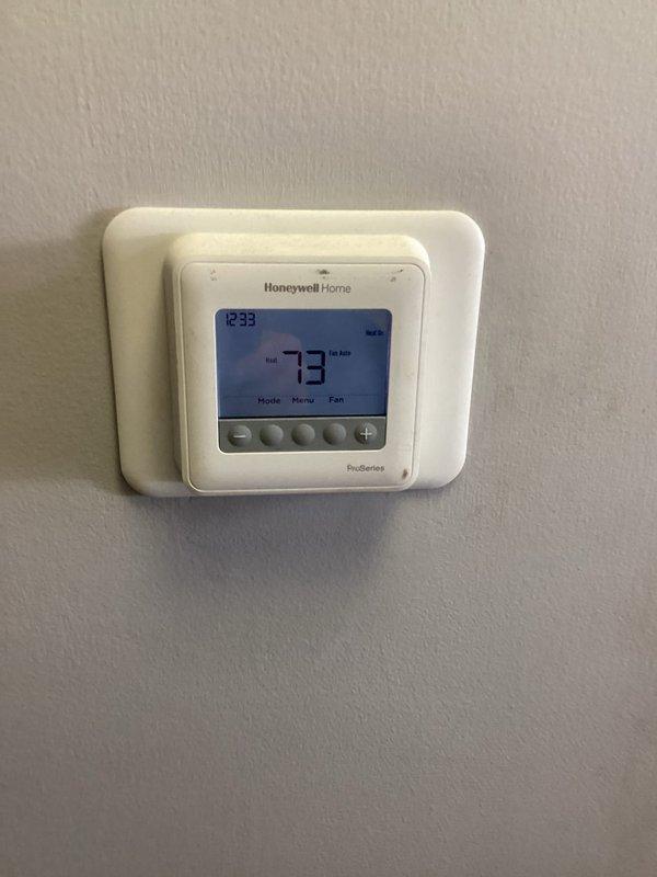 Completed scheduled second annual maintenance visit on 6-year-old HVAC system. Replaced 20x20x5 filters, inspected Lennox outdoor unit including internal components and electrical connections, and verified proper operation of Honeywell digital thermostat. System is functioning correctly; customer advised that service agreement renewal is due.