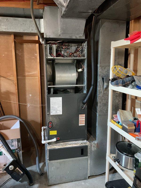 Performed comprehensive Gold Level maintenance on 5-year-old HVAC system during scheduled second annual visit. Inspected furnace electrical components and connections in basement installation, noting normal wear on circuit board and wiring. Examined outdoor condenser unit electrical systems, confirming proper operation with no visible deterioration. Replaced 20x20x5 filter and advised customer that service agreement renewal is due.