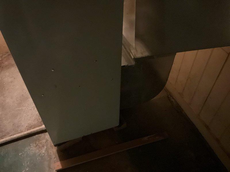 Performed comprehensive inspection of HVAC system and identified a cracked heat exchanger requiring full system replacement. Documented existing installation conditions including the furnace cabinet and associated plumbing connections with water shutoff valve. Customer advised that repair options are not viable due to safety concerns with the compromised heat exchanger.