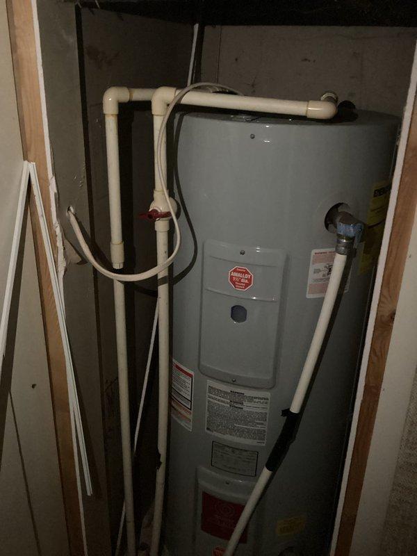 Performed diagnostic assessment on non-functioning residential water heater. Visual inspection of unit revealed potential heating element failure as suspected by customer. Evaluated electrical components and confirmed both heating elements require replacement. No water leakage observed from tank or connections. Provided customer with replacement options and quoted service for complete repair.