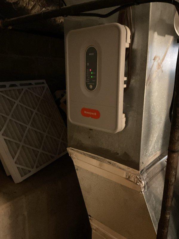 Responded to no heat call for 6-year-old system with no airflow from vents. Diagnosed issue with thermostat communication and verified furnace operation by accessing control panel, where blue flames were observed indicating proper gas ignition. Restored heating functionality and confirmed system operation before completing service.