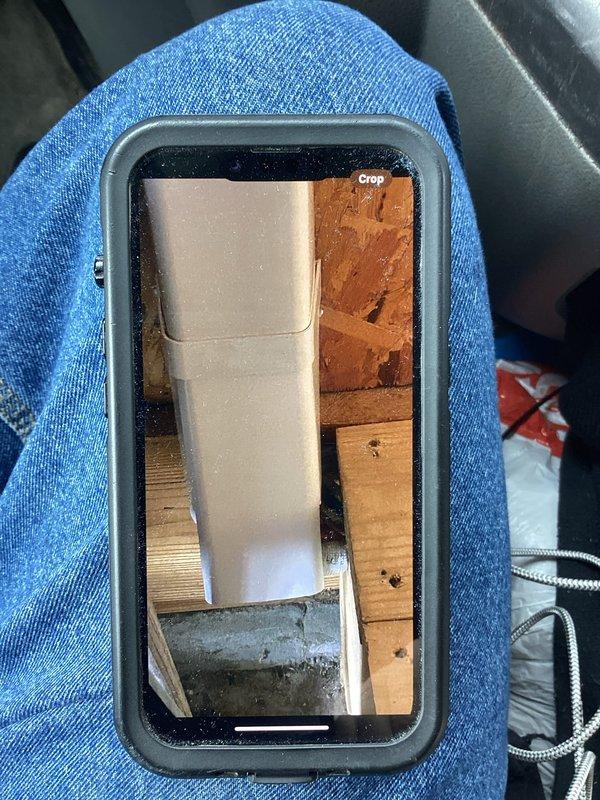 Conducted follow-up inspection of mini split line cover for potential damage as previously reported. Documented condition with photos of wooden structural elements surrounding the installation area, including exposed framing and ductwork. No visible damage was observed to the line cover during inspection.