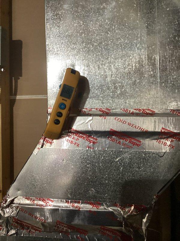 Performed Platinum Level maintenance service on a 20x25x5 filter system (5-year-old unit, 2nd renewal). Conducted comprehensive diagnostics using specialized measurement tools to evaluate system performance, including temperature readings on ductwork. Inspected metal components and sealed connections with cold weather tape to ensure optimal efficiency. Discussed membership renewal options with customer.