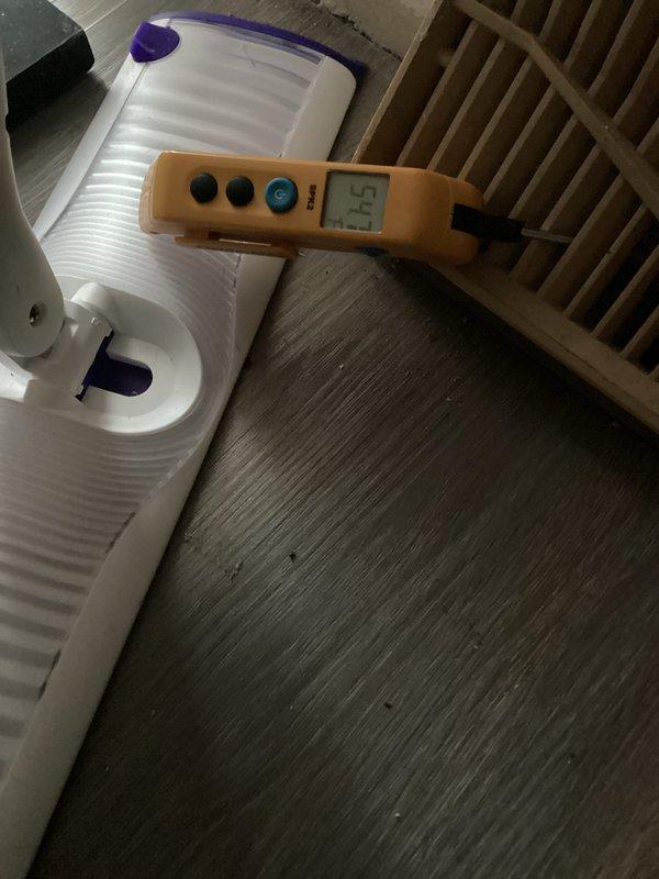 Performed annual planned maintenance on HVAC system (installed 8/8/25). Conducted temperature measurements with digital thermometer showing 26.5°C and verified system pressure readings of 338 on both P1 and P2 ports using dual port manometer. System is operating within manufacturer specifications with no filter replacements required at this time.