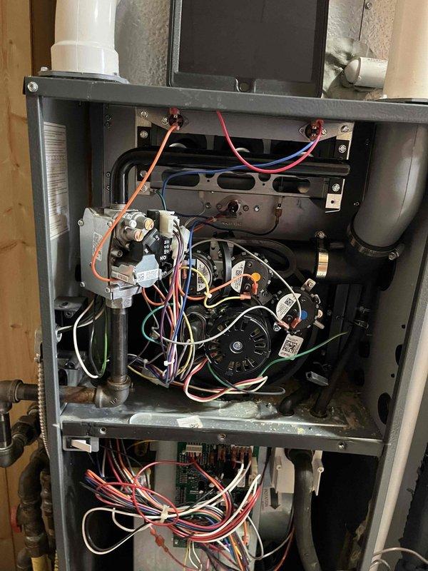 Completed Gold Level maintenance on 5-year-old HVAC system. Inspected internal components including electrical wiring, gas valve assembly, circuit boards, and blower motor; cleaned system interior and verified proper operation. Replaced 16x25x5 filter and documented system condition with photos for future reference.