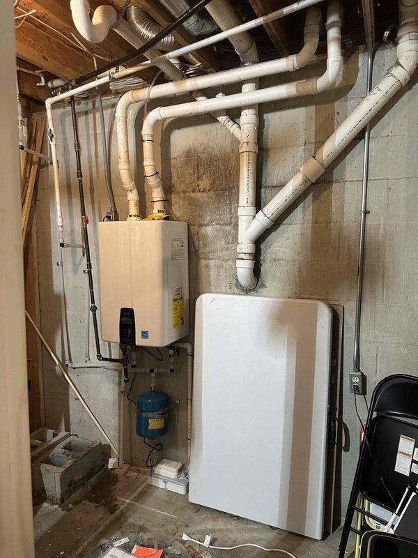 Completed installation of a Lennox 3-ton, 18 SEER, 99% efficiency complete HVAC system. Installed polarized filter and ran gas line to water heater with tee and shutoff for future expansion. System includes S40 Smart Thermostat for temperature and air quality control.