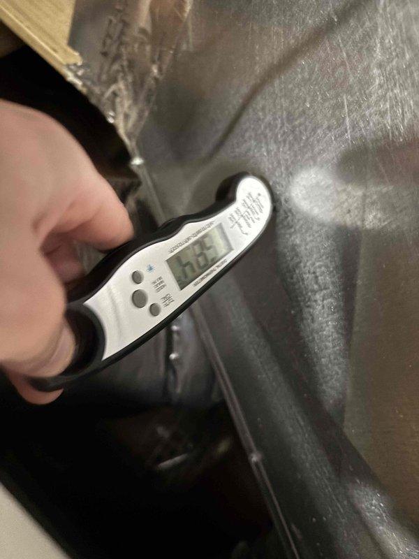 Completed Platinum Level maintenance on 6-year-old HVAC system with 16x25x5 filter. Performed airflow measurements at ceiling registers with UEi instrument, recording 25 CFM. Conducted temperature diagnostics on ductwork with readings of 69°F, confirming proper system operation.