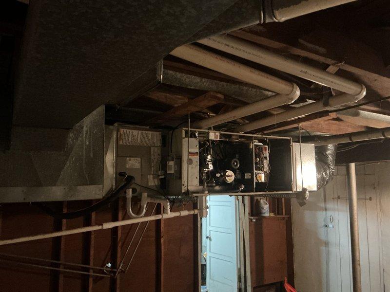 Responded to no-heat call for 20-year-old furnace that was completely non-responsive despite thermostat being set to 66°F (actual indoor temp 54°F). Diagnosed faulty control board and replaced component, restoring proper system operation. Verified all connections at thermostat and conducted full system test to confirm heating function has been successfully restored.