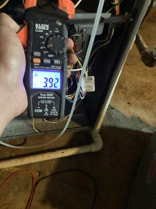 Completed scheduled platinum-level maintenance service on one HVAC system. Performed comprehensive electrical testing using Klein Tools CL800 multimeter, recording amperage readings of 39.3 during inspection. Conducted thorough system inspection including electrical connections and components to ensure optimal performance according to manufacturer specifications.