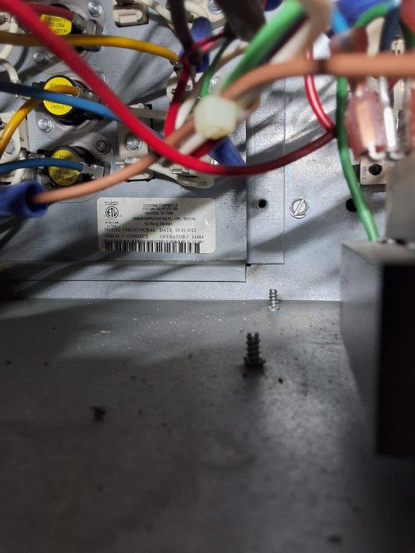 Completed first annual maintenance visit on Gold Level service plan for an 8-year-old HVAC system. Inspected electrical connections in control panel, checked wiring integrity, and examined blower motor assembly. Replaced 16x20x1 air filter and documented system condition with photos of internal components for service records. Next scheduled maintenance due 9/2025.