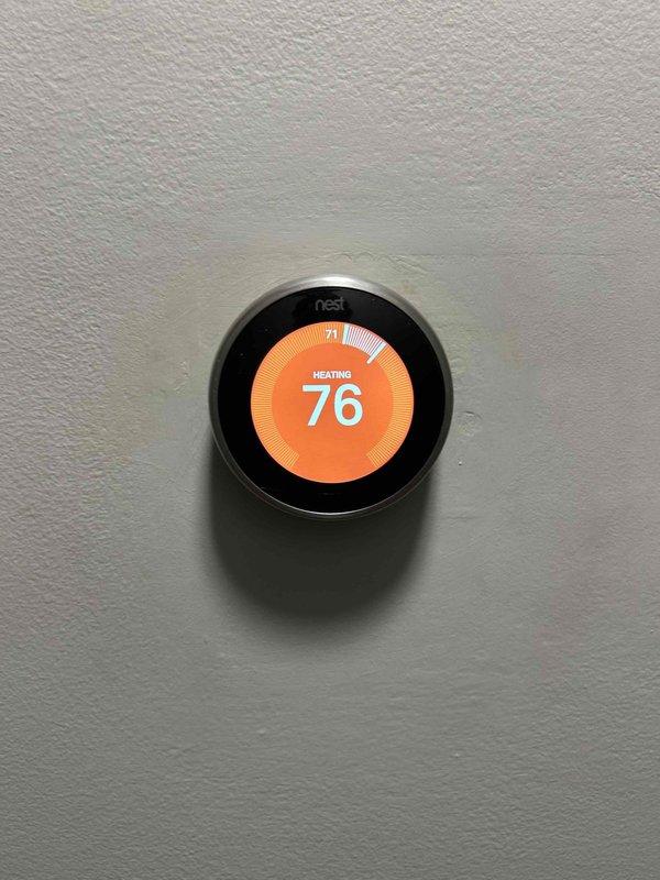 Performed annual platinum maintenance service on a mini-split system in an 8-year-old home. Inspected and serviced the wall-mounted indoor unit, confirming proper operation and airflow. Verified Nest thermostat functionality with heating set to 76°F; system responded appropriately during testing.