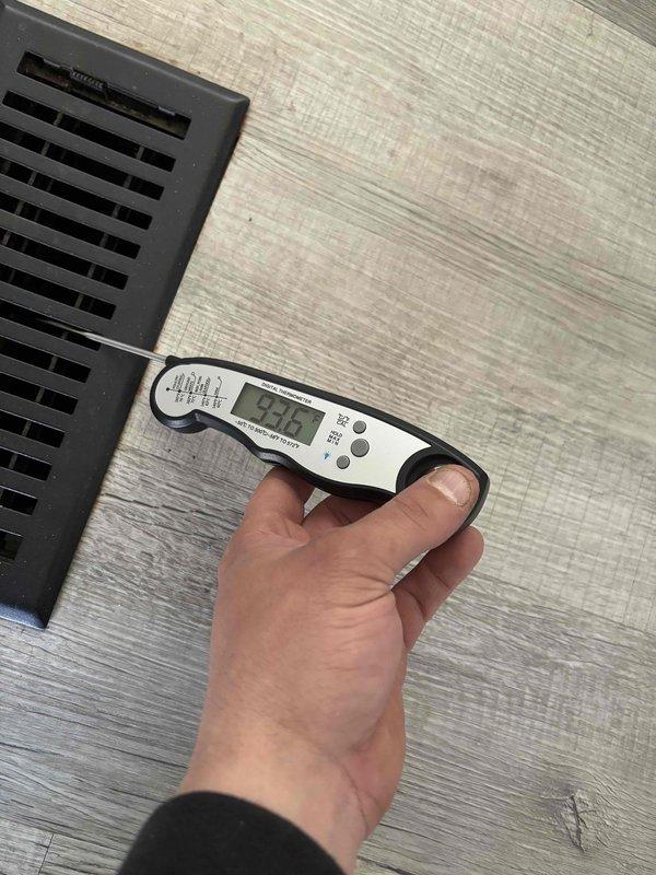 Completed 2nd visit on Gold Level annual maintenance for 4-year-old HVAC system. Performed temperature differential testing with digital thermometer at registers and conducted electrical diagnostics using SC440 multimeter on outdoor unit components. System is functioning properly with all parameters within normal operating ranges; customer advised renewal is due.