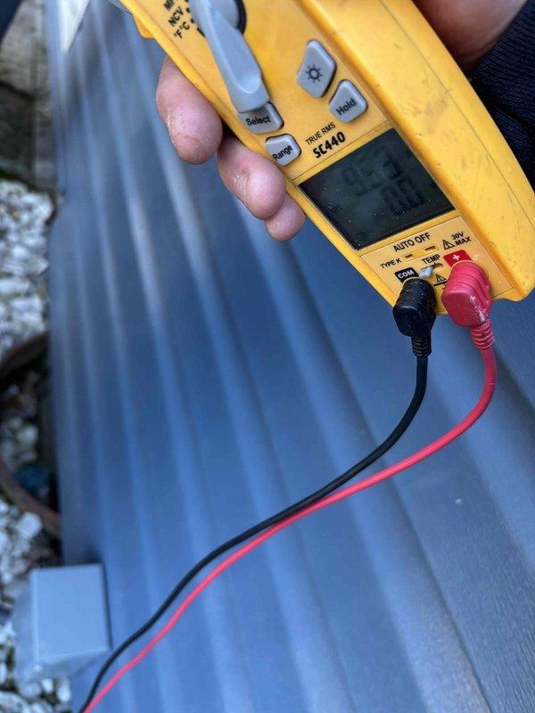 Completed 2nd visit on Gold Level annual maintenance for 4-year-old HVAC system. Performed temperature differential testing with digital thermometer at registers and conducted electrical diagnostics using SC440 multimeter on outdoor unit components. System is functioning properly with all parameters within normal operating ranges; customer advised renewal is due.