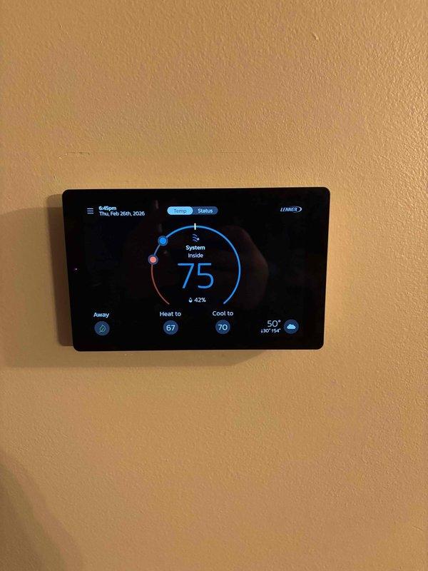 Performed scheduled maintenance on Lennox HVAC system. Investigated customer-reported "error code 11" and message indicating system cannot find air handler and heat pump. Verified thermostat operation and communication settings; no active notifications were present on the control panel at time of service.