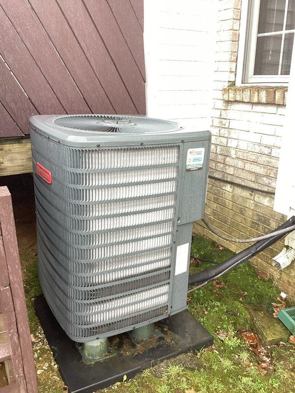 Completed annual maintenance on 5-year-old Goodman HVAC system (second visit of the year). Replaced 20x20x5 filter, performed electrical testing with clamp meter showing 144V reading, and inspected outdoor condenser unit. System is functioning properly and service agreement has been renewed for continued maintenance coverage.