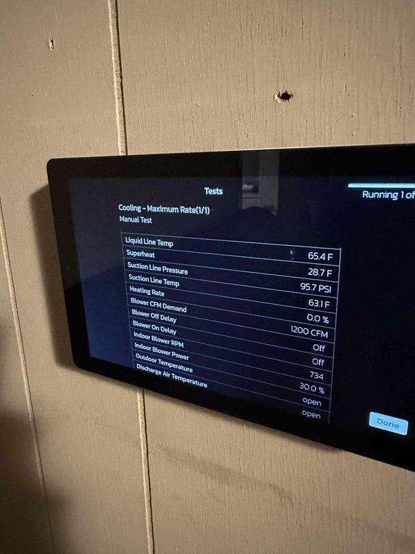 Completed 3-ton 19 SEER heat pump installation with air handler. System was properly configured with Lennox dealer support access enabled for remote diagnostics, and all operational parameters were verified during testing phase, including proper refrigerant pressures, temperature differentials, and airflow measurements.