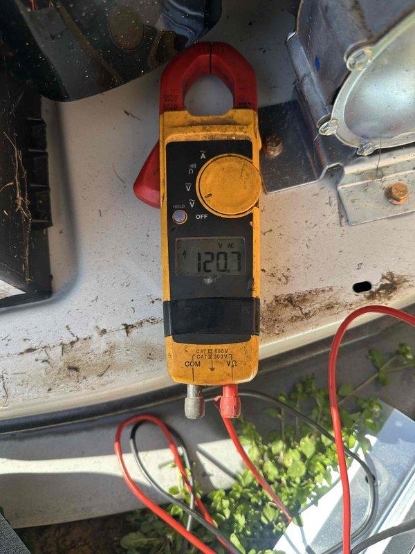 Performed preventative maintenance on generator system with Evolution 2.0 controller. Calibrated control panel offset parameter to 133 and verified proper voltage readings of 120.7V DC using clamp meter. Unit functioning correctly but will require renewal in June 2025; customer has been advised to schedule accordingly.