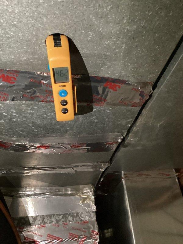 Conducted monthly Platinum Level maintenance on one HVAC system, including comprehensive inspection and testing. Performed electrical diagnostics with Fieldpiece multimeter, confirming system voltage at 50V, and conducted pressure/airflow testing using SPK2 device with readings at 46.2. System is functioning within specifications following service completion.