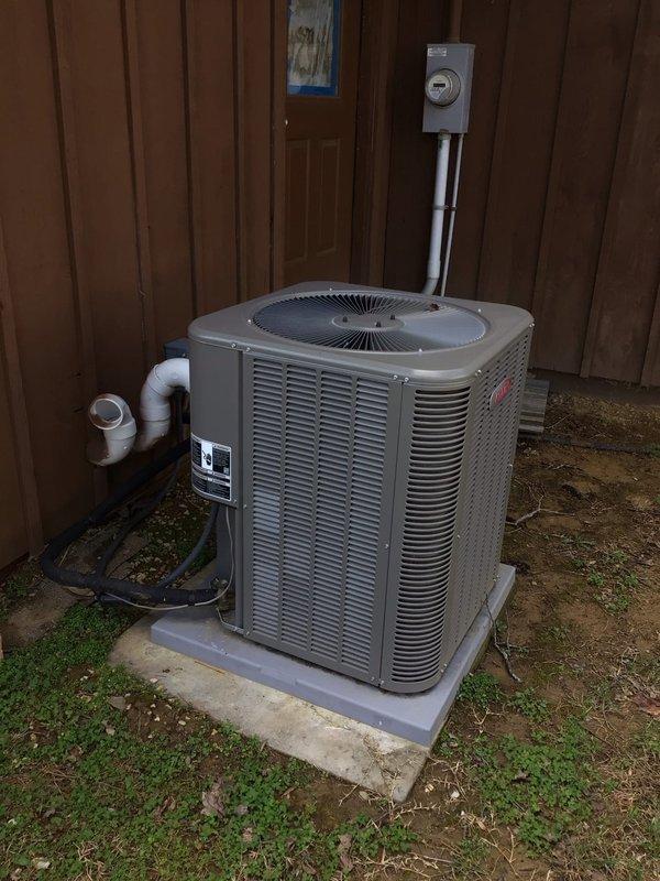 Performed scheduled 1st visit annual maintenance on 1-year-old HVAC system. Inspected and replaced 20x25x5 air filters in basement-installed furnace unit with PVC exhaust. Examined outdoor condensing unit mounted on concrete pad, confirming proper operation and condition of electrical connections. Documented system condition with photographs of both indoor and outdoor components.