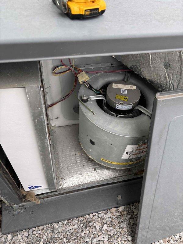 Performed scheduled maintenance on system with 16x25x5 filter. Checked supply air temperature, which measured 46.4°F at floor register. Inspected blower motor assembly and electrical connections, finding all components in normal working condition. Unable to access Platinum Level as noted in service request.