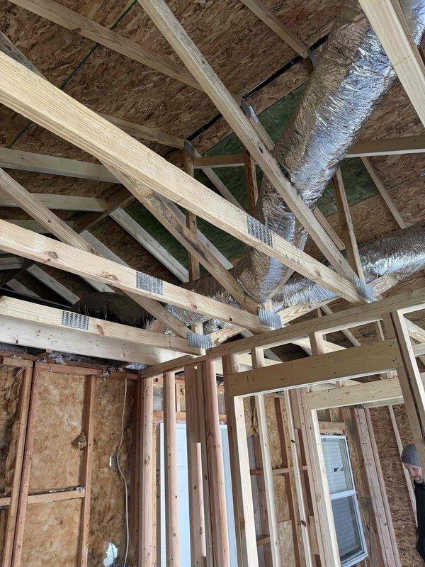 Successfully installed two new supply runs with properly insulated ductwork in attic space. Positioned and secured HVAC ducting between ceiling joists using appropriate metal brackets, ensuring optimal airflow throughout the structure. Visual inspection confirmed correct installation with all components properly sealed and insulated.