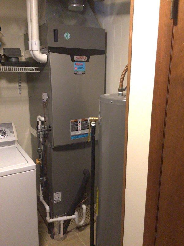 Completed Platinum Level maintenance on a 1-year-old Lennox HVAC system consisting of an outdoor condensing unit and indoor furnace. Performed comprehensive inspection of both indoor and outdoor equipment, replaced 20x25x5 air filter, checked all electrical connections and controls, verified proper refrigerant levels and pressures, inspected condensate drain system and PVC piping, tested system operation and safety controls, cleaned condenser coils, and confirmed proper airflow throughout the system. All components found operating within manufacturer specifications. System performing efficiently with no deficiencies noted.