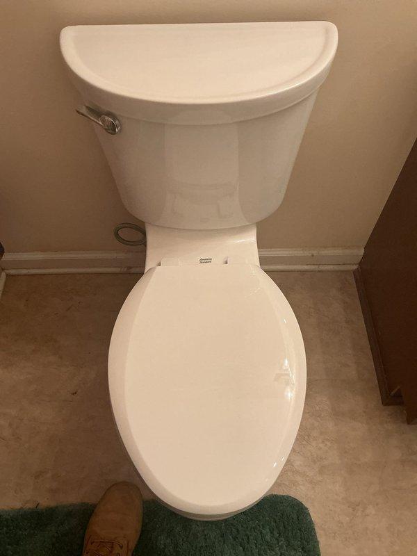 Completed installation of two white two-piece porcelain toilets as part of a promotional replacement project. Both fixtures were properly installed with chrome flush levers, flexible water supply lines connected and tested for leaks, and all mounting hardware secured to manufacturer specifications. Verified proper operation, flushing performance, and water flow on both units before completing the job.