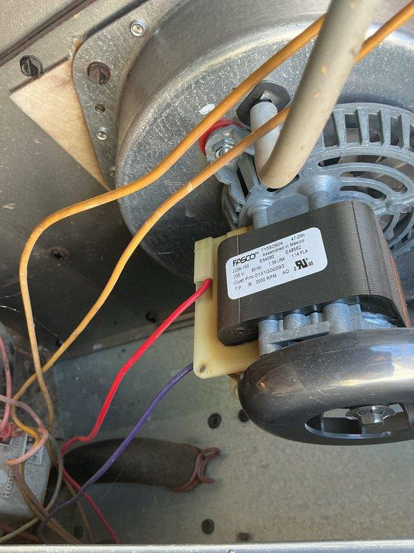 Responded to no heat call with system completely non-operational and no airflow present. Upon inspection, discovered significant environmental debris accumulation including leaves and organic matter in bottom of cabinet, along with corroded copper piping and deteriorated components. Blower motor assembly showed heavy dust buildup and compromised electrical connections with multiple wire terminals affected by contamination. Cleaned debris from cabinet base, restored proper blower motor operation, secured all electrical connections, and verified system functionality with normal airflow restored.