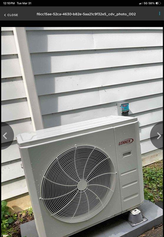 Provided estimate for temporary relocation and reinstallation of Lennox outdoor condensing unit to facilitate sewer line repairs beneath existing concrete pad. Documented current installation position, electrical connections, refrigerant line routing, and drainage configuration. Quoted scope includes proper refrigerant recovery, disconnection of electrical and refrigerant lines, unit removal with protection during underground work, reinstallation on new or repaired concrete pad, reconnection of all systems, evacuation and recharge of refrigerant circuit, and final system testing to ensure proper operation after relocation.
