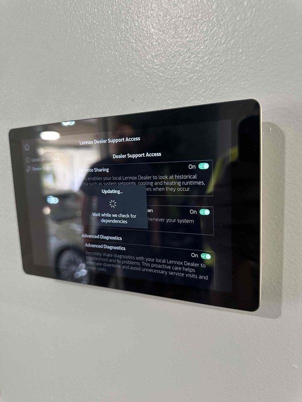 Completed installation of 3-ton Lennox HVAC system including furnace and air handler in interior utility closet. Installed wall-mounted Lennox digital thermostat with dealer support access, data sharing capabilities, and advanced diagnostics enabled. Configured all PVC venting connections through upper closet space and verified proper exhaust routing. Activated system controls, completed startup procedures, and confirmed all operational parameters within manufacturer specifications.