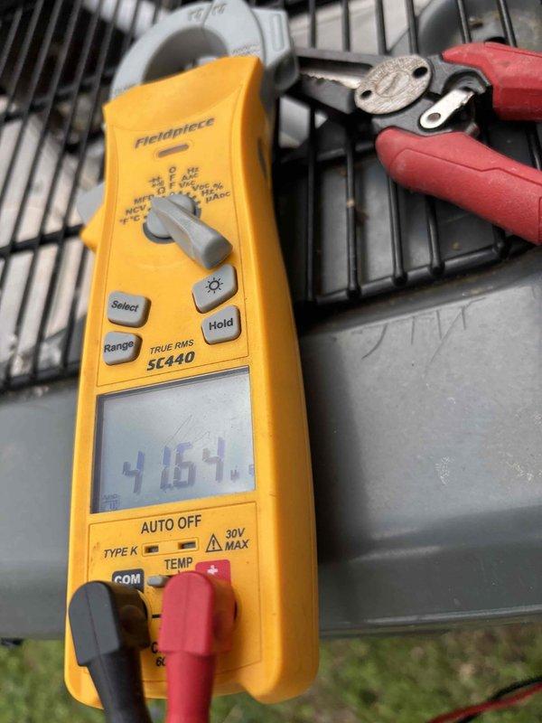 Completed annual Platinum Level maintenance on a 7-year-old single-system HVAC unit as the first visit under the new maintenance plan. Performed comprehensive system diagnostics including electrical measurements on the condensing unit, recording voltage readings of 416.1V, and conducted temperature differential testing in the air handler, documenting supply air temperature of 484°F. Inspected all major components, verified proper system operation, and replaced 20x20x5 air filter per maintenance protocol.