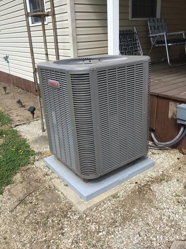 Completed comprehensive spring maintenance tune-up on 1-year-old Lennox split system air conditioning unit. Inspected indoor furnace/air handler and outdoor condensing unit, verified proper operation of all components, cleaned condenser coils, checked refrigerant levels, tested electrical connections, and confirmed system is functioning within manufacturer specifications. No deficiencies identified; unit operating efficiently and ready for cooling season.