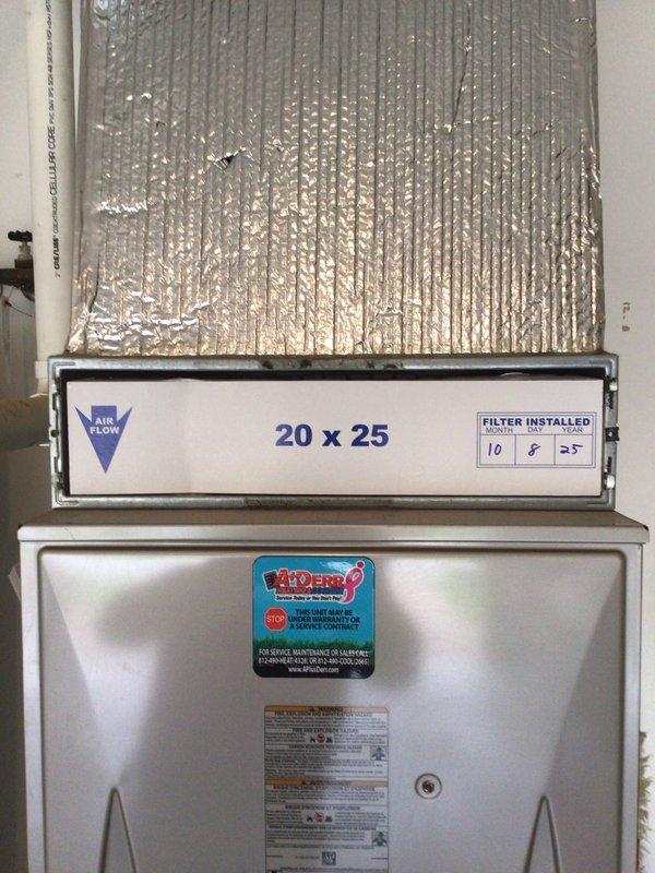 Completed second annual preventive maintenance visit on a 10-year-old single-system HVAC installation under Gold Level service agreement. Performed comprehensive inspection of Carrier outdoor condensing unit and indoor air handler, replaced 20x25x5 air filter, verified system operation, and documented maintenance with updated filter tracking record. All equipment found operating within normal parameters with no deficiencies noted; unit exterior and components remain in good condition.