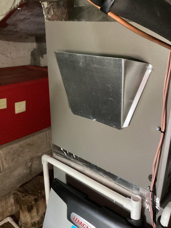 Completed first quarterly maintenance visit on Lennox EL297UHEK furnace system. Replaced 16x25x5 air filter and performed standard system inspection. Verified unit levelness and documented equipment condition with cabinet access panel properly secured.