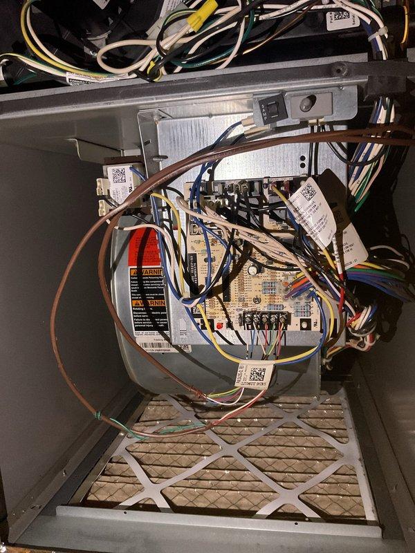 Completed scheduled HVAC maintenance tune-up on residential gas furnace system located in attic space. Performed comprehensive inspection of all internal components including heat exchanger, burner assembly, blower motor, electrical control board, and associated wiring connections. Verified proper operation of gas supply lines, condensate drain system, and safety controls. System found to be in normal operational condition with all components functioning within manufacturer specifications.