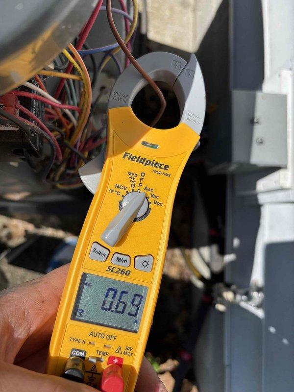 Completed routine complimentary air conditioning tune-up on a new system as part of scheduled preventive maintenance campaign. Performed comprehensive electrical inspection including contactor examination and amperage measurements, with all readings within manufacturer specifications. System operating properly with no deficiencies noted.