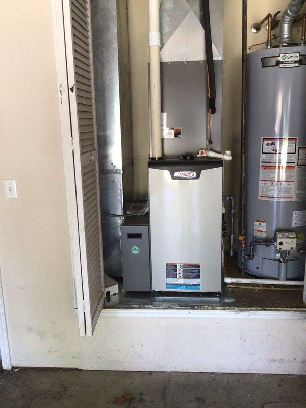 Completed routine air conditioning tune-up on a three-year-old Lennox system originally installed by our company. Performed comprehensive maintenance inspection of the AC unit, furnace, and associated mechanical equipment located in the residential utility closet. All system components were found to be operating within normal parameters, with no deficiencies noted during the inspection. Unit continues to perform as expected with proper airflow and refrigerant levels maintained.